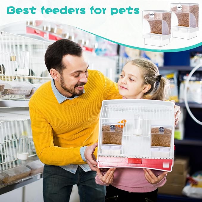 GlikCeil 8 Pcs No Mess Bird Feeder Automatic Bird Feeder for Cage Bulk Parrot Seed Food Container Cage Accessories for Small Medium Parakeet Canary Cockatoo Cockatiel Finch