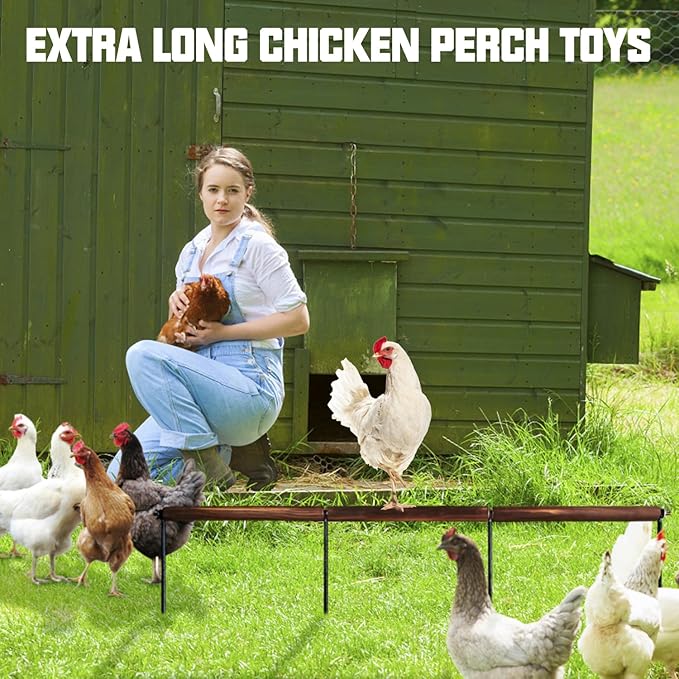 Chicken Toys,Extra Long Chicken Perch Toys,Woodern Chickens Roosts and Perches Stand Training Perch for Poultry Rooster Chicks Large Bird Chicks Parrot, 44.88” Long (Antique Color)