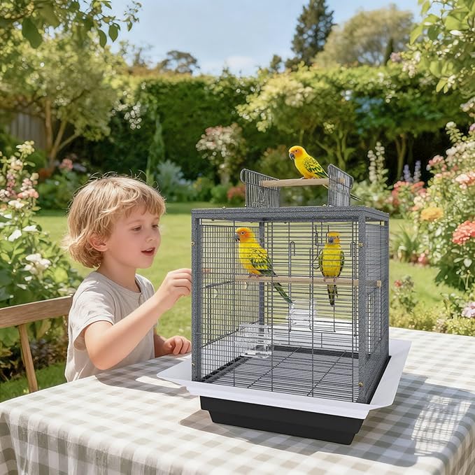 24 Inch Small Bird Cage with Stand, Medium Bird Carrier for Parakeets, Canaries, Lovebirds, Small Quaker, Cockatiels, Budgie, Green Cheek,Conure
