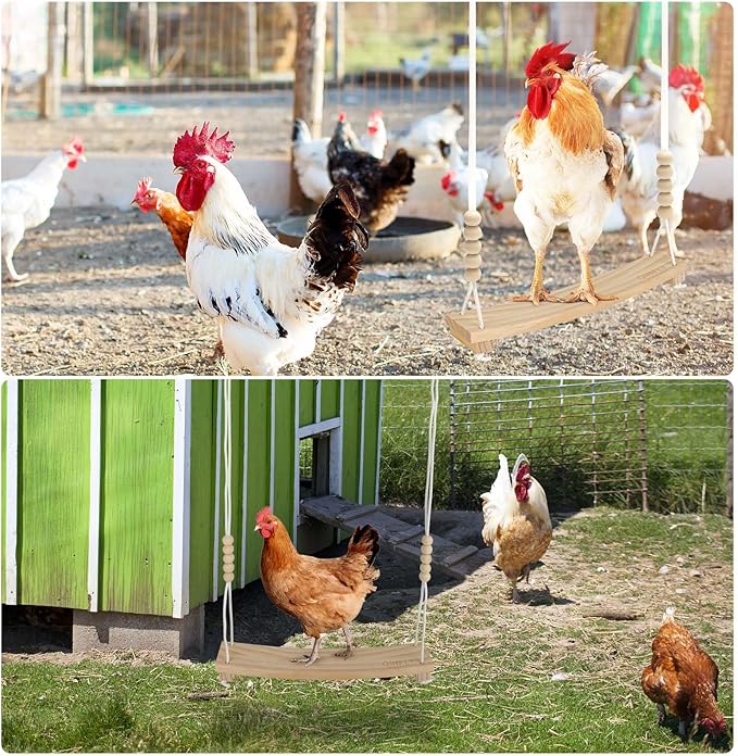 Arc-Shaped Chicken Swing Perch Enrichment Toys Handmade,Chicken Accessories for Chicken Coop Decor,Run,Playground Must Haves,Essentials Supplies for Real Chickens,Hens