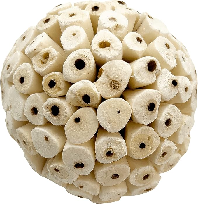 by M&M 5108 Mega 4 Inch Sola Ball Pk2 - Large Handmade Natural Sola Wood Bird Foot Toys, Shreddable Spheres, Great for Chewing Beaks and Grabbing Feet, Excellent for Med to Lg Birds
