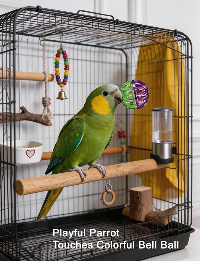 12 Pack Bird Toys Safe PP Plastic Foot Toys Rattle Balls for Parrots Lovebirds Conures Finches