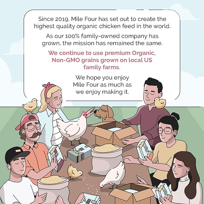 Mile Four Organic Chicken Feed – Layer Whole Grain, Non-GMO, USA Grown, 16% Protein, Corn-Free, Soy-Free, Non-Medicated Feed for Chickens, 2 lb Sample