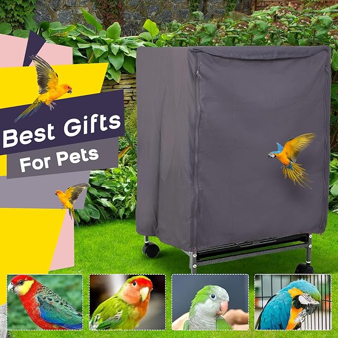 QBLEEV Birdcage Cover, Breathable Night Cover for Bird Cages, Parrot Cage Cover Shade Pet Universal Blackout Windproof Light-Proof Sleep Reduces Distractions Night Accessories Cloth Without Cage