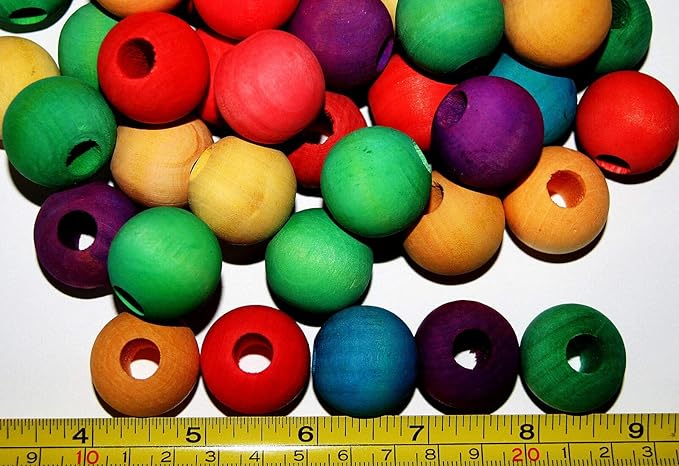 Pet Bird parrot toys Parts 20 Pcs Colored Wood Wooden 1 inch Balls for Cockatoo Amazon Lorie