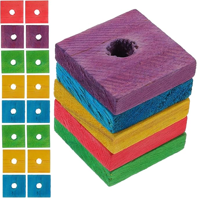 Gatuida 100Pcs Wooden Blocks Parrot Toys Bird Cage Chewing Wood Blocks for Parrots DIY Shredding Supplies