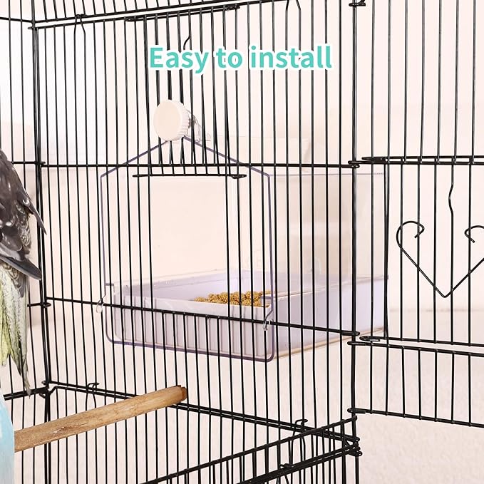 Colorday Bird Bath for Cage, Parrot Bath for Small to Medium Birds, Cockatiels, Parakeets, Budgie, Quaker, Conure, Lovebirds, Finches, Transparent, 6.7X6.7X7.74 inch