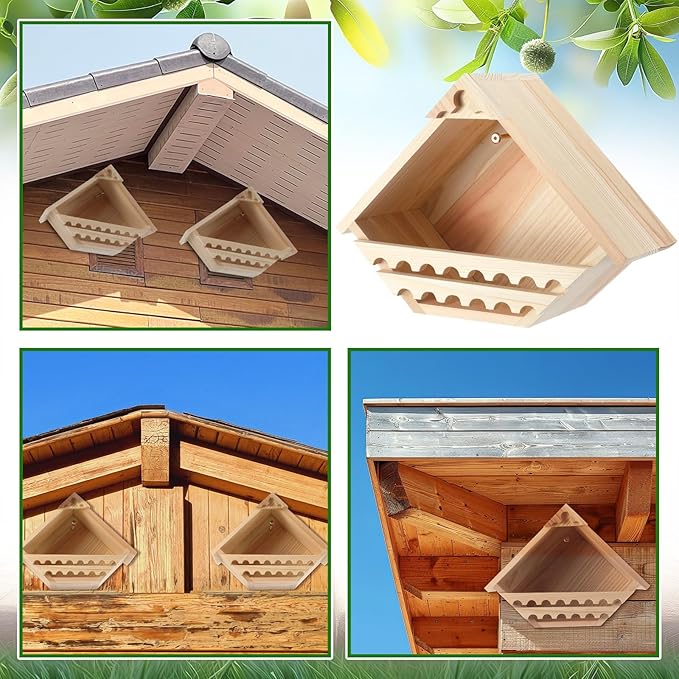 DoubleFill 2 Pcs Cedar Dove Nesting Box Bird House Outdoor Wood Triangular Opening Bird Box House for Doves Nesting and Roosting Platform Garden Decoration