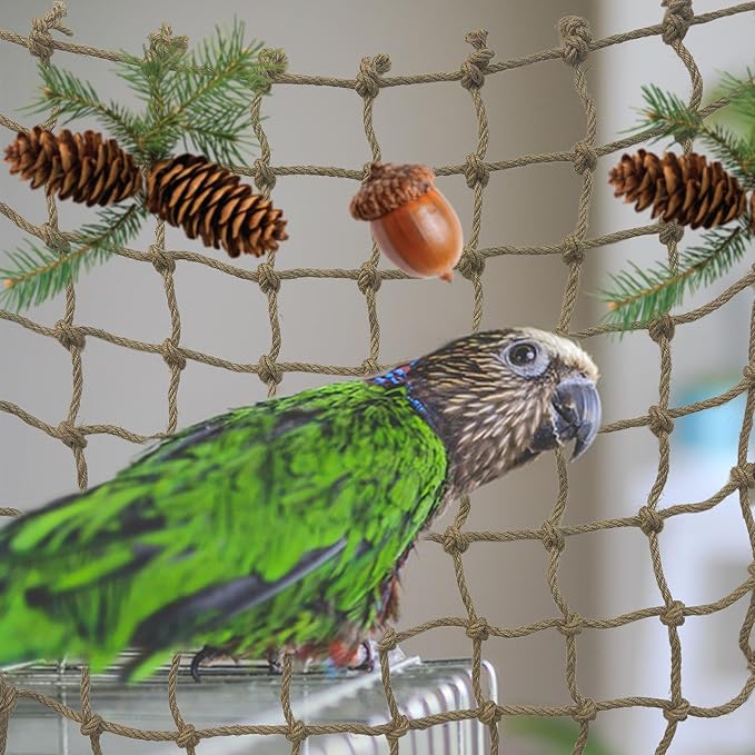 Parrot Climbing Net Jungle Fever Rope Small Animals Toys for Parakeets Lovebirds Finch Budgerigars Conure Cockatiel (L 24" x 24")