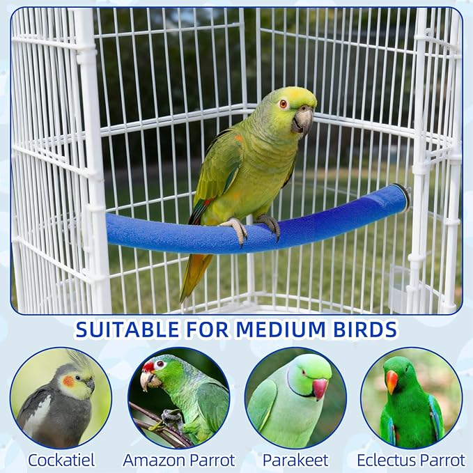 Rypet Parrot Perch Stand Toy Used for Cage Corner for Paw Grinding Clean Stick Exercise, Rough-Surfaced Quartz Bird Perch Standing Cage Accessorie for for Small Parakeets Cockatiel Conures (Blue L)
