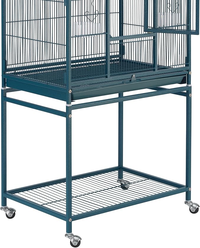 Topeakmart 54'' H Large Bird Cage Parrot Cage w/Stand Bird Cage for Conures Parakeets Cockatiels Canary Budgies Quaker Lovebird, Navy Blue