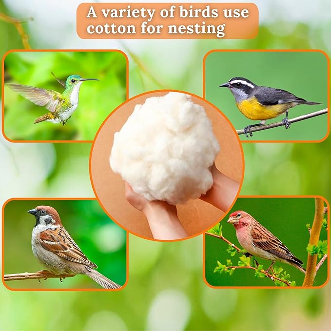 Hummingbird Nesters Bird Nesting Material Holder for Wild Birds Humming Bird House Materials Gifts for Bird Watching Nature Lovers Refillable Outdoor Bird Station (Cotton Nesting Material)