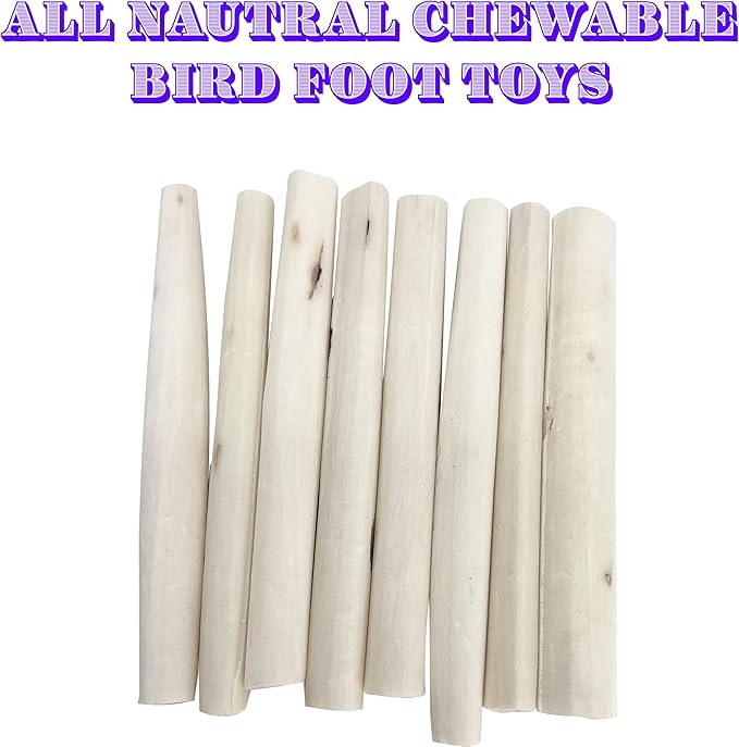 Sola Log Foot Toy Pack – 12 Natural Skinny Sola Logs for Chewing, Shredding & Foraging – Lightweight Enrichment Toys for Budgies, Cockatoos, Parakeets and Small Parrots – Safe & Splinter-Free Bird Toy