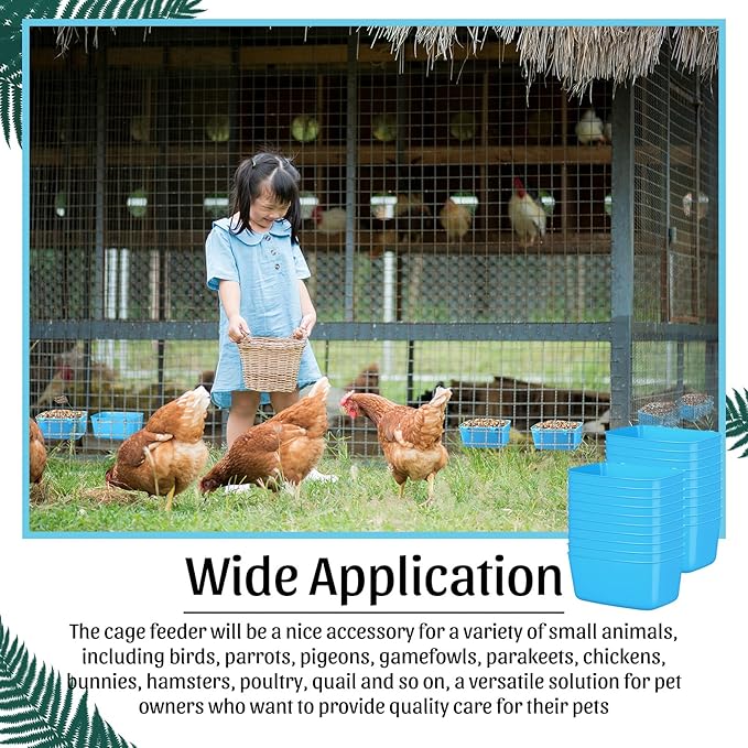 Zhehao 20 Pcs Bird Cage Cups Chicken Feeder Waterer Cups 18 oz Pigeon Feeder Plastic Poultry Wire Cage Hanging Rooster Chicken Water Bowl for Pet Bunny Gamefowl Poultry(Blue)