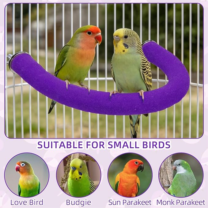 RYPET Parrot Perch Rough-surfaced - Quartz Sands Bird Cage Perches for Medium to Large Bird, U Shape Purple Small