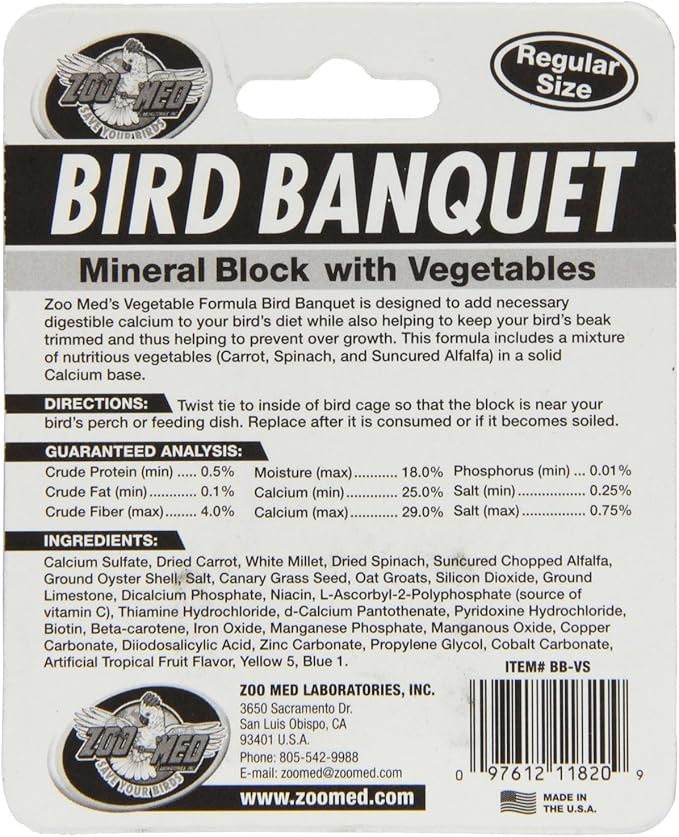 (3 Pack) Zoo Med Laboratories Bird Banquet Vegetable Mineral Block, Small