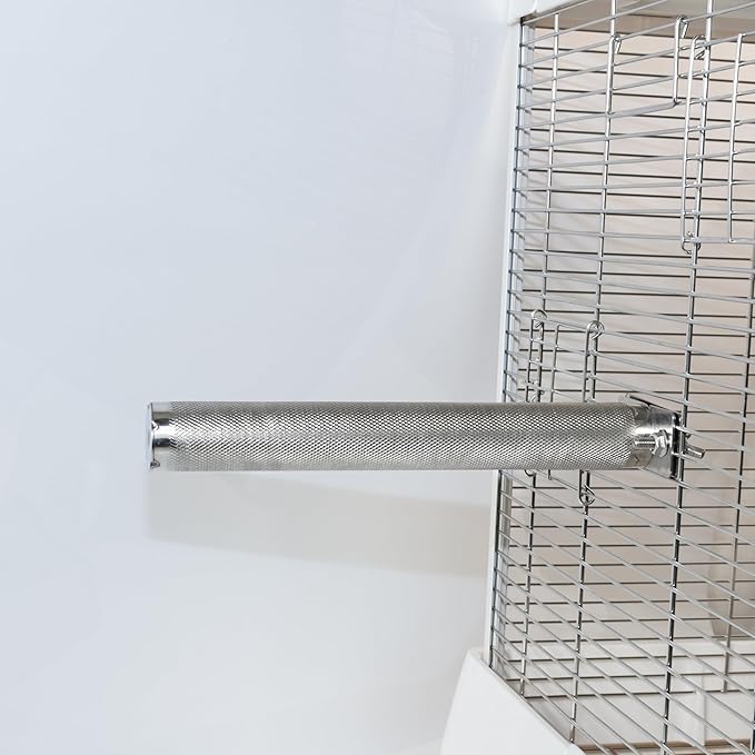 AOTU Large Bird Perch Stainless Steel Parrot Perches Bird Stand for Cage Durable Beak & Claw Trimming Grinding Perch for Birds Parrot Cage Accessory (M: 9.8" x 1.2")