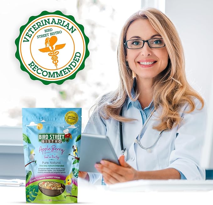 Bird Street Bistro Parrot Food - Parakeet & Cockatiel Food - Cooks in 3-15 min with Natural Grains, Legumes, Non-GMO Fruits, Vegetables & Health-Oriented Spices
