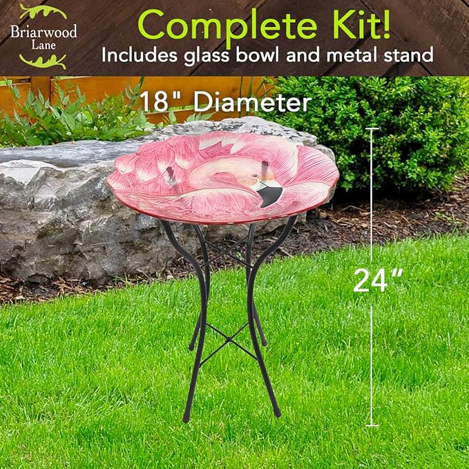 Briarwood Lane Flamingo Glass Bird Bath