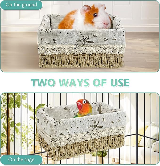kathson Bird Nest Parrot House Birds Sleeping Bed Straw Weave All Season Hanging Hammock Bird Bed Snuggle Hut Birdcage Accessories for Parakeets Budgies Cockatiels Conures Quaker Parrot