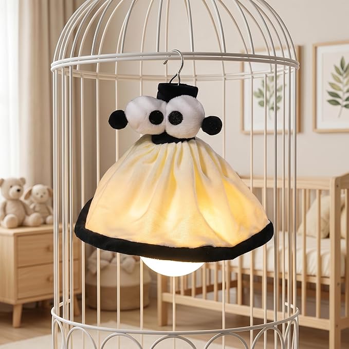 Bird Cage Light - Bird Cage Lighting | Blue Light Lamp | LED Night with Adjustable Brightness | Plush Parrot-Shaped Bulb, 3 Lighting Models (Black, Timer-Controlled)