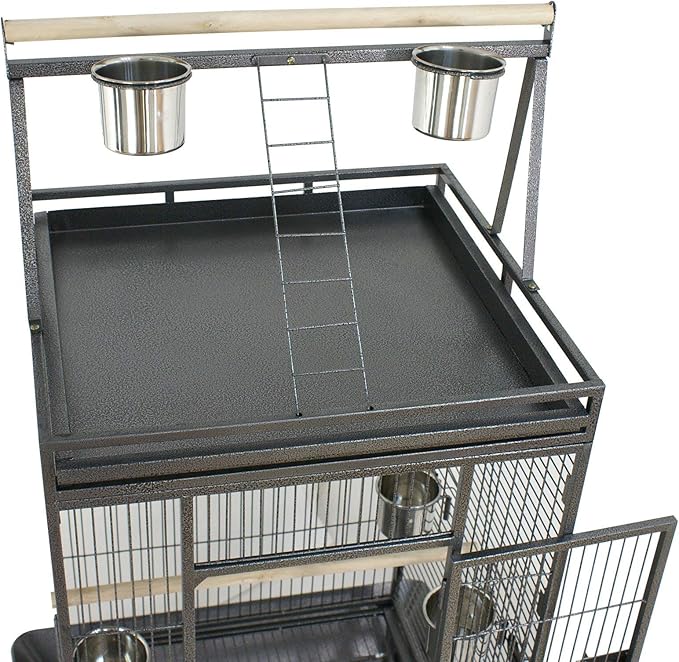 Nova Microdermabrasion 68-Inch Height Wrought Iron Standing Large Play Top Bird Cage for African Grey Small Quaker Parrot Cockatiel Sun Parakeet Green Cheek Conure Dove Budgie Lovebird