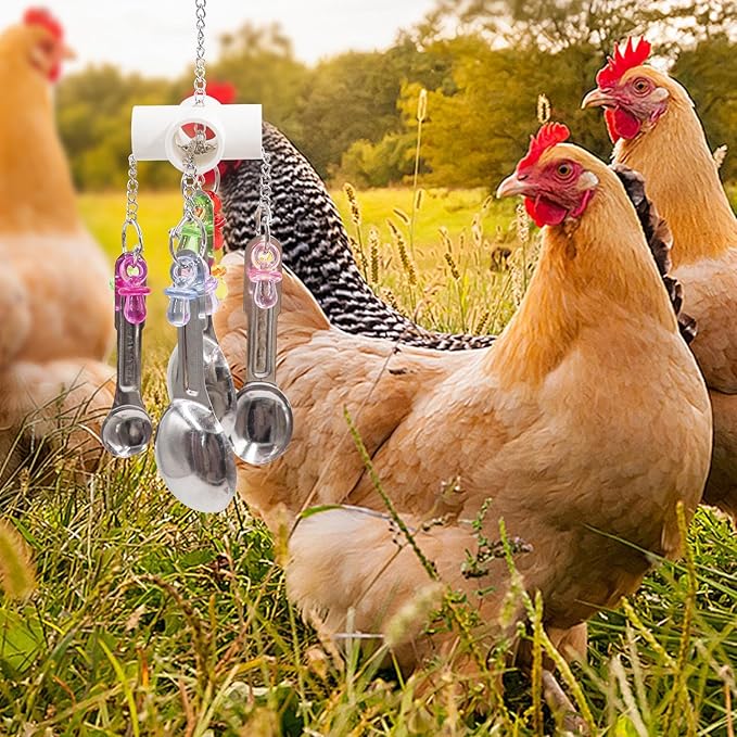 2 Packs Chicken Enrichment Toys with Colorful Decor and Shining Bells, Chicken Toys for Coop Accessories, Play Stuff for Chickens to Peck, Poultry Coop Accessories for Chckens, Hens, Ducks, Geese