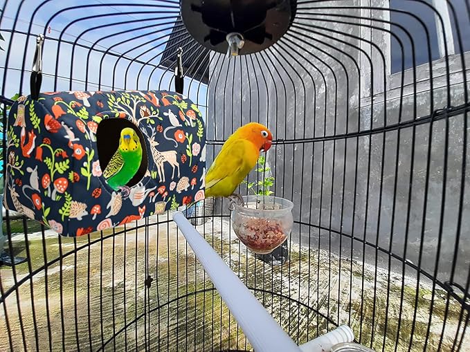 ShuRung Parrot Cockatiel Warm House Bird Nest Bed Winter Hanging Hammock Birds Sleeping Bed Parrot Hideway Bed Polyester Fabric for Parrot Parakeet Cockatiels Budgies Lovebird African Grey (L)