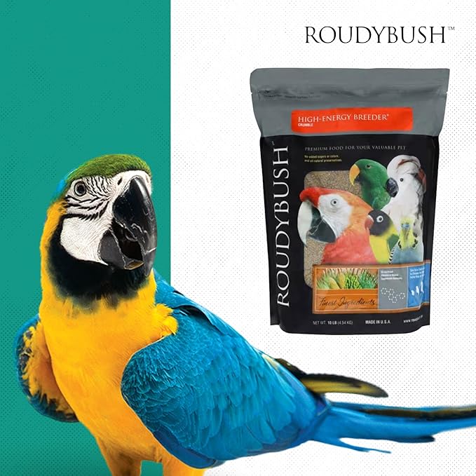 Roudybush High Energy Breeder Food for Breeding & Weaning Birds - Scientifically Formulated Bird Feed - Bird Food Pellets w/Corn, Wheat, Soy - Nutritious & Healthy Feed for Birds (Crumble, 10lb)
