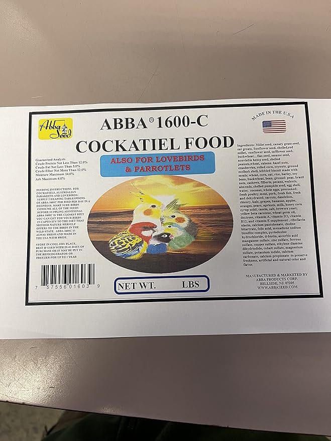 30 LB ABBA 1600C Cockatiel Bird Seed