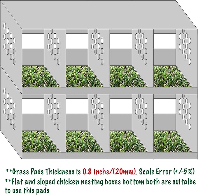 KuGuo Soft Plastic Fake Lawn Chicken Nesting Boxes Pads Chicken Bedding 12 x 12 inches (Short-Middle Grass-6PCS)