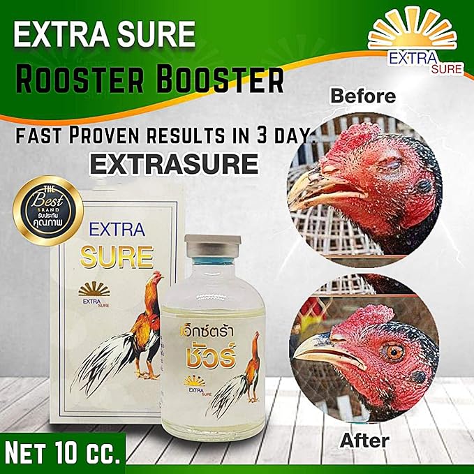 EXTER Sure Rooster Booster Health Vitamin Support Fast Result, Stimulates & Improved Immunity Feed Nourishing Poultry (EXTER Sure Increasing Fast Energy 10 ML.)
