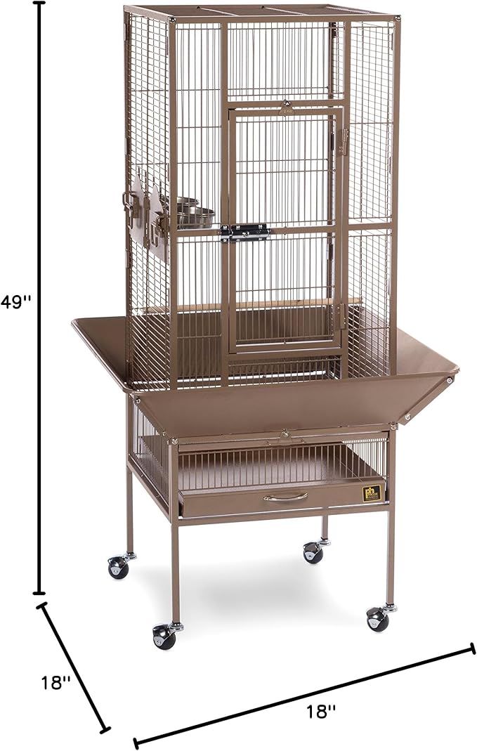 Prevue Pet Products Park Plaza Bird Cage - Small Cocoa Brown Steel Cage with Rolling Stand, Dual Locks, Seed Guards, and Perch, Ideal for Parakeets, Cockatiels, & Small-Medium Birds - Cocoa Hammertone