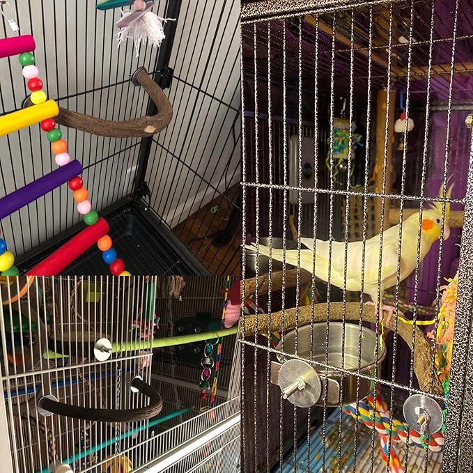 Bird Natural Wood Stand Perch Swing U Shape Natural Parrot Perch Bird Stand Pole for Parakeet, Conure, Cockatiel, Budgie, Lovebirds
