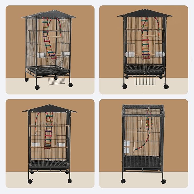 Large Parakeet Cage,Small Bird Cage,Cockatiel Cage for Birds with Covers,Parrot Cage Accessories for Finch,Cockatiels,Conure Bird,Budgie,Pigeon,Canary,Lovebird,Quaker (Meduim Birdcage)