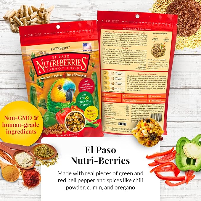 LAFEBER'S Gourmet Nutri-Berries Pet Bird Food Variety Sampler Bundles, Made with Non-GMO and Human-Grade Ingredients, for Parrots, 10 oz. Each (4 Pk Bundle)