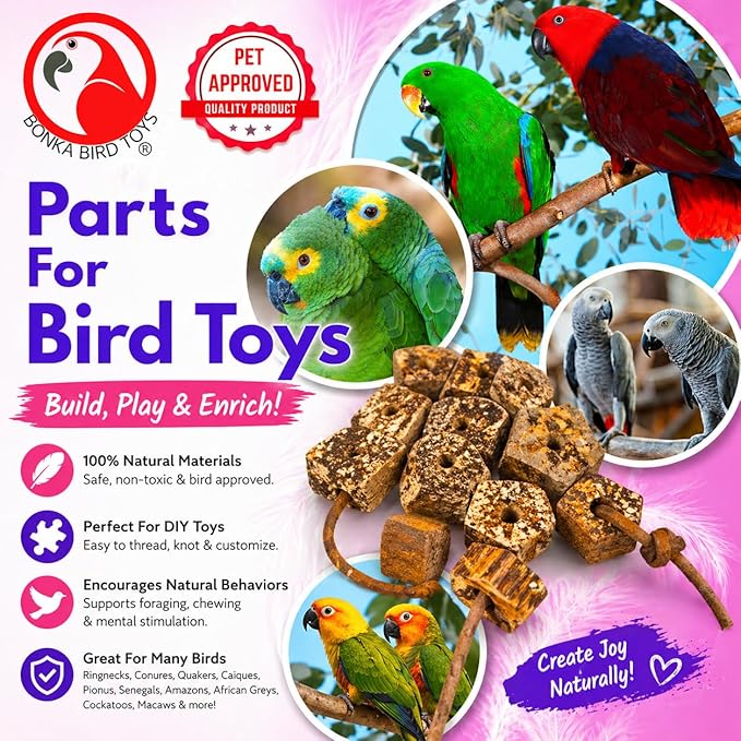 Bonka Bird Toys 3893 Pk24 Mahogany Sliced Pods Foot Talon Craft Part Bird Toys Parakeet Cockatiel Conure