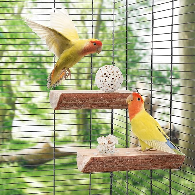 andwe Bird Toy Sola Ball - Natural Soft Chew Shredding & Foraging Toy for Cockatiel Conure Quaker Parrot Budgie Parakeet Rabbit Bunny Guinea Pig Chinchilla (Style 1 (Pack of 6))