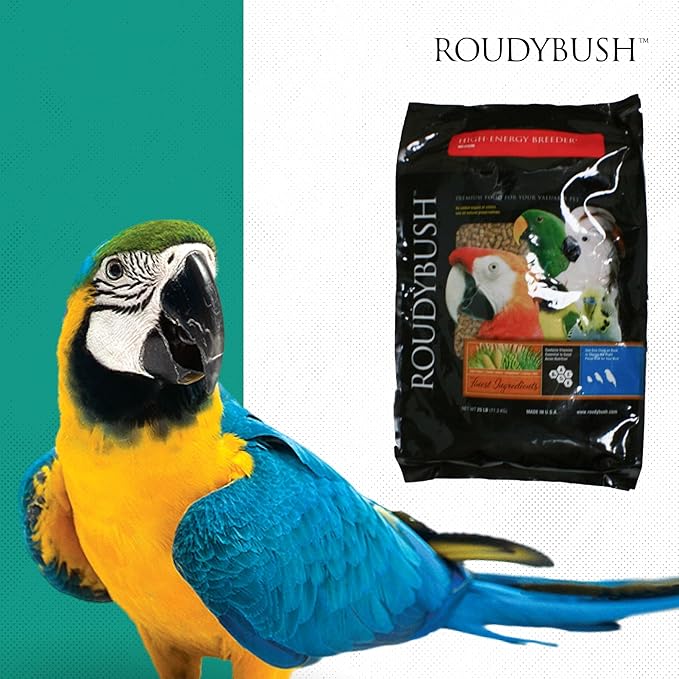 Roudybush High Energy Breeder Food for Breeding & Weaning Birds - Scientifically Formulated Bird Feed - Bird Food Pellets w/ Corn, Wheat, Soy - Nutritious & Healthy Feed for Birds (Medium, 25lb)