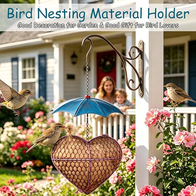 Camel Wool Handmade Alpaca Fiber Bird Nesting Heart - Refillable Material Holder for Wild Birds and Hummingbirds - Garden Art & Winter Shelter for Bird Lovers