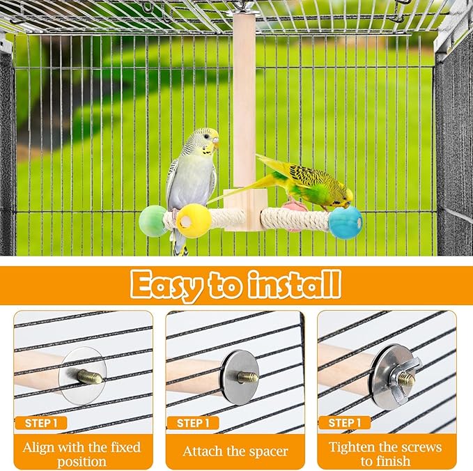 FrgKbTm Rotating Bird Perches Toy, Interactive Spinning Parrot Parakeet Toys, Wooden Exercise Stand Bird Cage Accessories for Budgies,Cockatiels,Small Birds