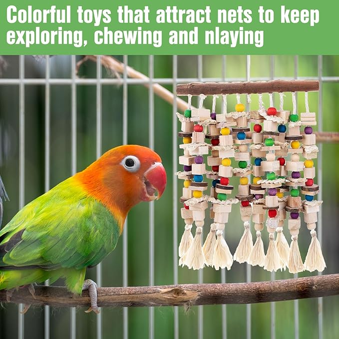Jorewood Large Bird Parrot Toys,Multicolored Natural Macaws Toy Bird Chewing Toy for Cokatoos African Grey and Large Medium Birds