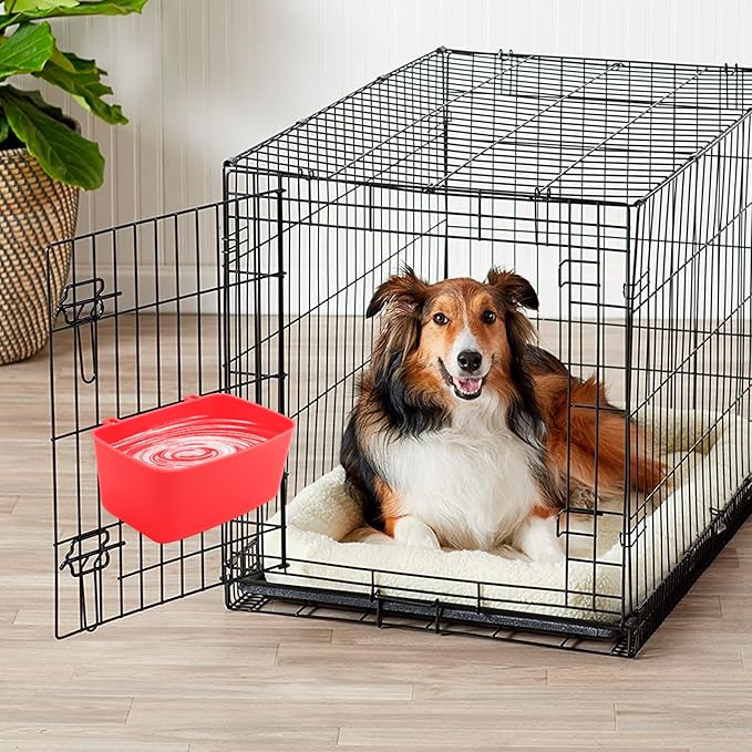 6 Pcs 21 oz Medium Feeder Drinker 5.5x3.5x2.3 Food Container Chicken Feeder Hanging Feeding Tray Bowl Box Trough Food Dispenser for Duck Goose Quail Chick Cat and Dog