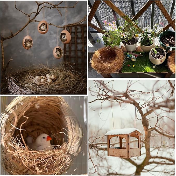 Natural Mixing Bird Nesting Materials,4 Kinds of Material Professional Ratio Matching Nesting Material Pads for Bird,Bird Nesting Material for Budgie,Parrot,Finche,Canaries,Other Birds(2.8oz/80g)