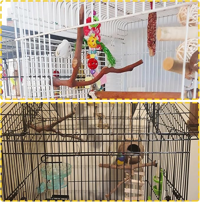 PINVNBY Parrot Perches Natural Birds Stand Wild Grape Stick Grinding Paw Climbing Wood Cage Accessories and Toy for Parakeet, Lovebirds,Budgies,Cockatiels and Finches