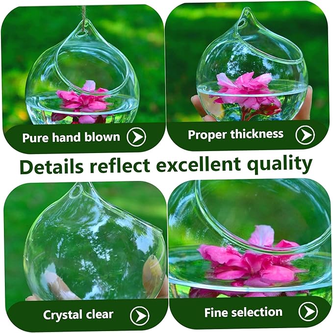 Hummingbird Feeder Transparent Hanging Hummingbird Feeder Glass Birdfeeder 3.9x3.9inch Feeders for Outdoors Garden Yard, No Hanging Rope, Ornements de Jardin