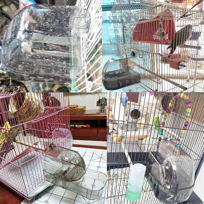 Bird Bath Cage, Cleaning Pet Supplies Cockatiel Bird Clean Bathtub with Hanging Hooks and Bottom Drawer for Cage Parrot Hanging Bathing Tub Bath Shower Box Accessory Supplies(Grey)