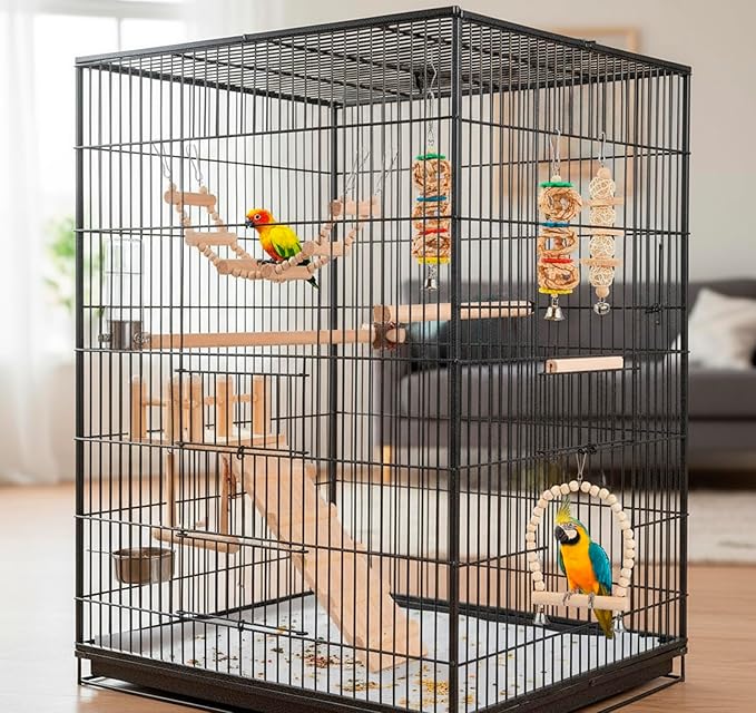 Morezi Bird Swing for cage Parakeet Parrot Swing Wood Hemp Rope Ladder Toy Play Gym Hanging Swing Parrot Perch Hammock Toy for Budgerigar Conure Cockatiel mynah Finches Small Medium Breeds 10pcs