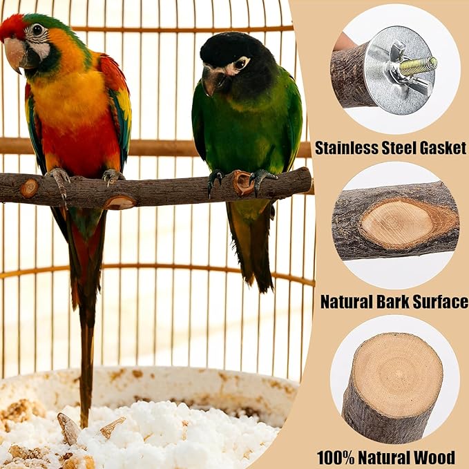 6-in-1 Bird Toy, 2 Natural Wood Stands, 1 Hanging Foraging Shredder Toys with Colorful Paper, 2 Soft Sola Balls for Chewing | Cage Accessories for Parakeets, Cockatiels, Lovebird(PET-ONLY USE)