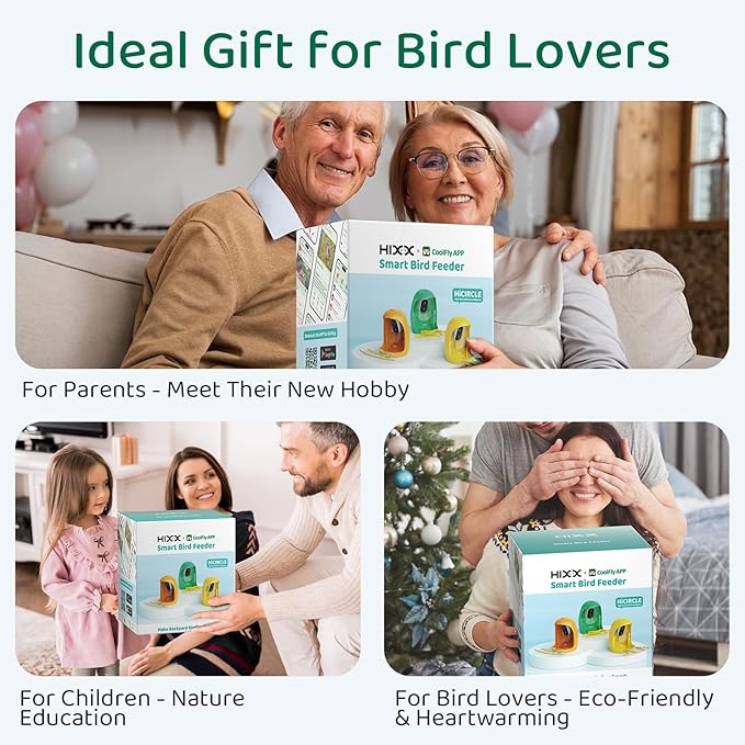 HIXX Smart Bird Feeder with Camera, AI Identify Birds & Auto Capture, 2K HD Live Camera Birdwatching with Color Night Vision for Bird Lovers Gifts (Green)